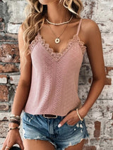 Damen Spaghettiträger V-Ausschnitt Sommershirt – Leicht & Stylisch – Rosa