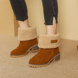 Winterschuhe Damen | Slip-On Stiefel Mit Blockabsatz – Braun