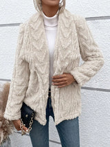 Weiße Fleece Jacke für Damen | Elegante – Weiß