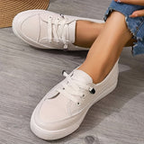 Damen weiße Schnürschuhe flach orthopädisch - atmungsaktive weiche Einlegesohle – Beige