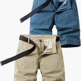 Herren-Bermudashorts mit Gürtel für Sommer- und Outdoor-Aktivitäten – Dunkelblau + Khaki