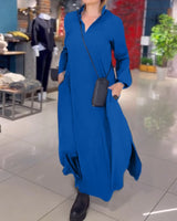 Kesslyn - Soft-Touch Shiftkleid in Maxi-Länge – Blau