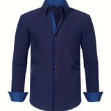 ALBERTO | ELEGANTE LEICHTE HEMD MIT KONTRASTDETAILS – Marineblau