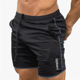 Slim Fit elastische Herren-Badehosen – Schwarz/Blau