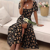 Flavia - Midikleid aus floraler Spitze für den Frühling – Gelb