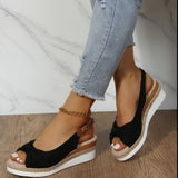 Camila - Rosa Espadrille-Keilsandalen mit coolem Style – Schwarz