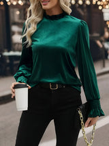 Aurelia | Elegante Samtbluse für Frauen – Weihnachten Grün