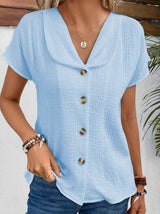 Rosa - Lässige Bluse mit Knöpfen vorne – Blau