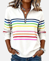 Trina-mae™ – Bequeme Striped Sweater – Weiß