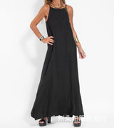 Helena - Ärmelloses langes Kleid in minimalistischer Eleganz – Schwarz