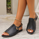 Yanelise | Modische einfarbige Freizeit-Sandalen mit offener Spitze und Riemen hinten – Schwarz