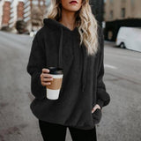 Hilanie – wärmerer, lässigerer kapuzenpullover – Schwarz