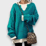 Marielle – Strickpullover mit V-Ausschnitt – Blau