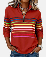 Trina-mae™ – Bequeme Striped Sweater – Rot
