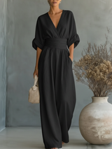 Ainslee - weicher, weit geschnittener Jumpsuit – Schwarz