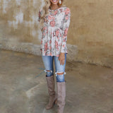 Rosalie - Langärmelige Bluse mit Blumendruck – Weiß