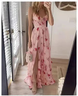 Joy | Blumenmuster Hochzeitsgastkleid – Rosa