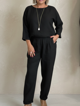 Lurei - Zweiteiliges Premium-Set aus Leinen – Schwarz