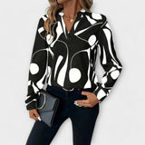 Celine | Bluse mit Geo-Design – Schwarz