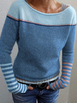 Katharina – Langärmeliger Gestreifter Pullover – Blau