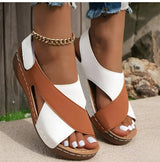 Nia - Orthopädische Damen-Sandalen mit Kreuzriemen und Klettverschluss – Braun