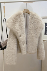 Luxus Kunstpelz Winterjacke – Beige