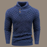 Arvigo – gestrickter herrenpullover mit knopfverschluss – Blau