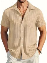 Ethan | Leichtes Kurzarm-Sommer-Faltenhemd – Khaki