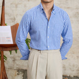 Anton - Gestreiftes Button-Down-Hemd – Blau