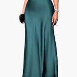 Damen Elegante Lange Rock – Festliche und Abendnutzung – Blaugrün