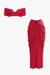 Desiree | Elegantes Off-Shoulder-Set mit Drapierung – Rot