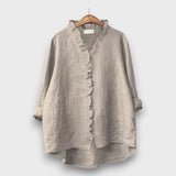 Jagina – Lockere Bluse mit Volantkante – Hellgrau
