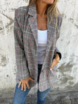 Violet | Stilvolle Karo-blazer für Damen – Marron-Beige