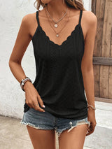 Damen Spaghettiträger V-Ausschnitt Sommershirt – Leicht & Stylisch – Schwarz