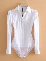 Damen Bluse | Taillierte Ausführung mit Bindegürtel – Weiß