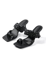 Elegante Sandaletten mit geflochtenem Riemen – Schwarz