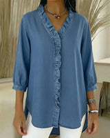 Bilma™ – Elegante Bluse mit Rüschendetails – Blau