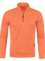 Tasche - stylischer fleece-herrenpullover mit halbem reißverschluss – Orange