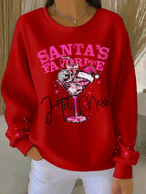 Noa - Weihnachts-Pullover mit festlichem Druck – Rot