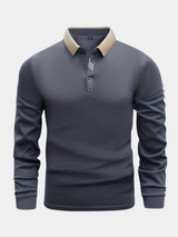 Ramesh - Langarm Polo Hemd – Grau