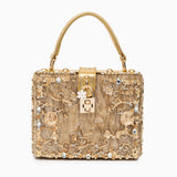 Luxus-Acryl Clutch in Himmelblau mit barockem Golddekor – Vintage-inspirierte Abendtasche – Gold