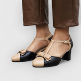 NANCY | Orthopädische Vintage-Heels mit Schleife – Schwarz