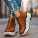 Alora™ - Damen Trendige Sneakers | Bequeme hohe Sohle – Braun