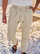 Nichols – Locker Sitzende Hose Aus Leinen Mit Kordelzug – Khaki