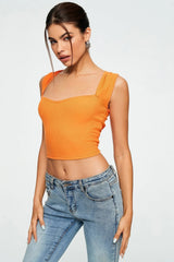 NOVA | GERIPPTES ÄRMELLOSES TOP – Orange