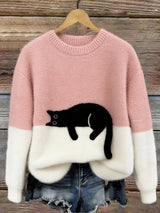 Klaisey™ - Damen-Sweatshirt mit Katzenmotiv – Rosa