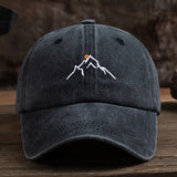Ermil – Bestickte Baseball Kappe Mit Berggipfel – Schwarz
