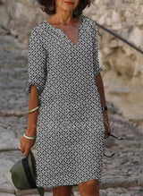 Brylee - Elegantes Midi‑Kleid für Damen – Grau