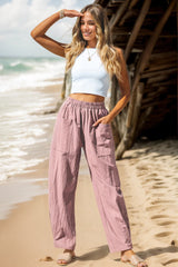 Nora - Weite Strandhose – Rosa