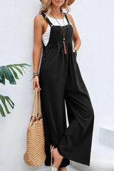 Solania – Stylischer Overall mit weitem Bein – Schwarz
